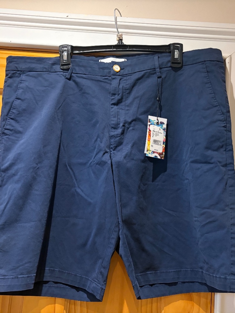 Robert Graham Lonestar Men Navy Classic Fit Chino Shorts Size 40